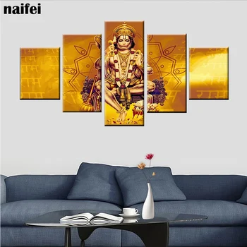 Алмазная картина своими руками из 5 частей Мастер Индийской обезьяны Хануман Шри Рам мозаика 5d вышивка Будда вышивка крестиком стразы Картина