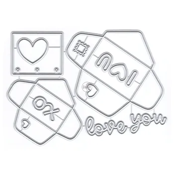 DzIxY Heart Letter Металлические Режущие Штампы для Изготовления Открыток Наборы Штампов Для Тиснения Бумаги Альбомные Поделки 2023 Новые Шаблоны Трафареты