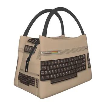 Commodore 64 Изолированные Сумки для Ланча для Женщин, Сменный Мультимедийный Компьютерный Термохолодильник C64 Amiga, Коробка Для Бенто, Рабочая Коробка Для Пикника