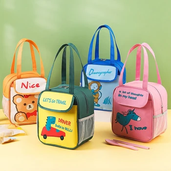 Сумка для ланча Kawaii, женская сумка для пикника с милым медведем, термос для завтрака для девочек, Удобная сумка для ланча для школьников, сумки для еды