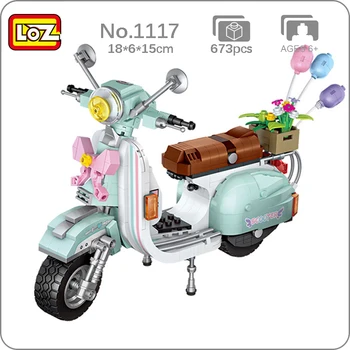 LOZ 1117 Мотоцикл Скутер Мотор Велосипед Велосипед Воздушный Шар Цветок Транспортное Средство Мини Блоки Кирпичи Строительная Игрушка Для Детей Подарок Без коробки