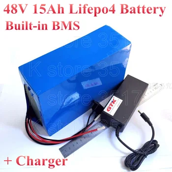 Lifepo4 48v 15Ah аккумуляторная батарея литий-ионная пвх батарея для скутера DIY ebike литиевая батарея 500w 1000w + зарядное устройство 3A