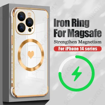 Мягкий силиконовый чехол Love Plating для iPhone 14 13 12 Pro Max 14 13 Pro 11 Противоударный для магнитной беспроводной зарядки Magsafe