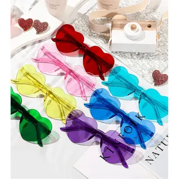 Разноцветные очки в форме сердца, градиентные линзы, солнцезащитные очки в форме сердца ярких оттенков, забавные солнцезащитные очки для вечеринок для взрослых