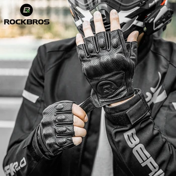 Мотоциклетные перчатки ROCKBROS на полпальца, Дышащие Уличные Мотокроссовые Защитные перчатки для мотогонок и езды на велосипеде
