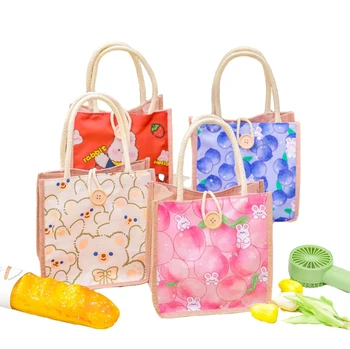 Маленькая льняная сумка-тоут, мини-многоразовая продуктовая сумка, женская повседневная сумка, Пляжный органайзер для хранения, женская холщовая сумка для покупок