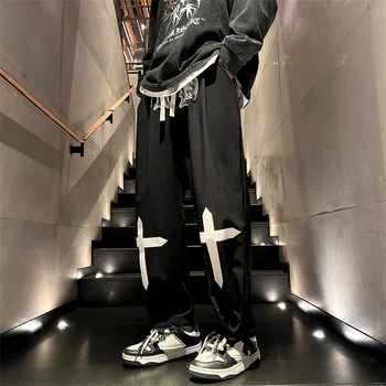 LAPPSTER-Молодежные Спортивные штаны Японской уличной одежды Y2k Cross 2023, Новинка, Повседневные Черные брюки Для бега Трусцой в стиле хип-хоп Harajuku, Многослойные брюки
