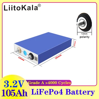 1ШТ LiitoKala 3.2V 105Ah lifepo4 аккумулятор 3C разряда для DIY 12V 24V Электрический RV Гольф-автомобиль на открытом воздухе солнечной энергии Перезаряжаемый