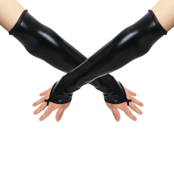 Сексуальные длинные черные металлические перчатки из синтетической кожи с рукавами для рук, новая модная одежда для автомобилей