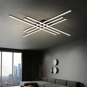 Современный потолочный светильник в стиле минимализма, Черная люстра, светильники для гостиной, спальни, длинной комнаты, светодиодные потолочные светильники в скандинавском стиле