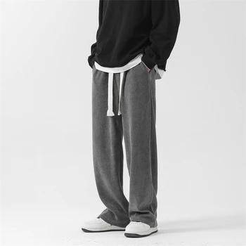 2023 Новые мужские весенние повседневные брюки, модные эластичные завязки на талии, свободные широкие брюки, уличная пара, прямые брюки