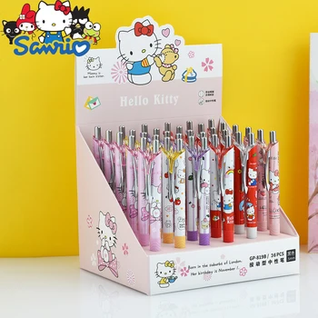 12-36шт Высокое Качество Sanrio Hello Kitty Эксклюзивная Гальваническая Пластина 0,5 мм Студенты Нажимают Нейтральную Ручку Канцелярские Принадлежности Оптом