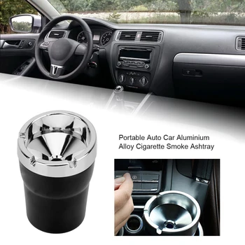 Портативный Автомобильный держатель для пепельницы для сигаретного дыма из алюминиевого сплава (черный)
