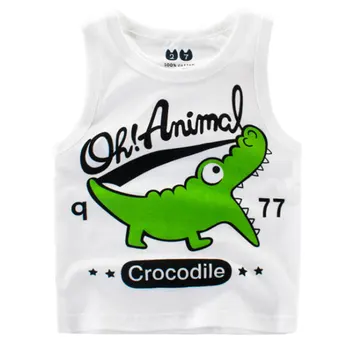 Топ для мальчиков, детская футболка, тройники, летняя майка без рукавов, повседневная жилетка для малышей, одежда из крокодиловой кожи 1-8 лет