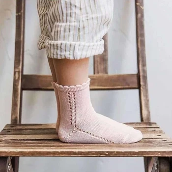 Новые испанские носки для девочек, дышащий Детский хлопковый носок, Выдалбливают Детский носок, Короткий, Мягкий