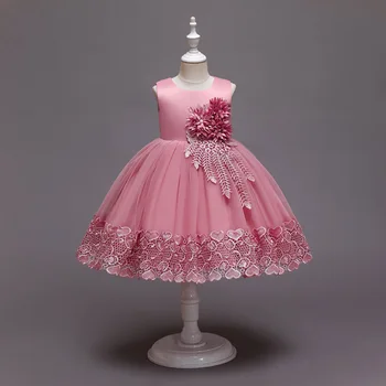 Белая, розовая, Зеленая, фиолетовая Детская свадебная одежда принцессы на день рождения, детская костюмированная одежда, летнее платье с цветочным узором для девочек от 2 до 10 лет CAL0006
