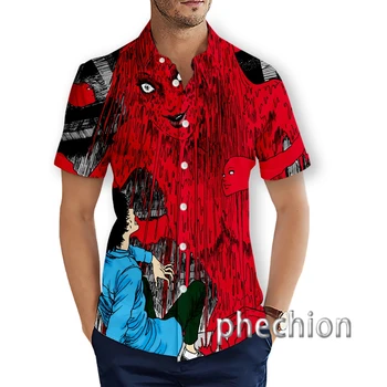 Phechion Новая Мода Мужская Япония Ужас Манга Junji Ito Забавный 3D Принт Hwaiian Пляжные Рубашки С Коротким Рукавом T19